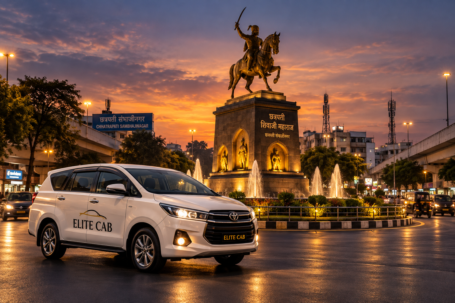 EliteCab vehicle at Chhatrapati Sambhajinagar